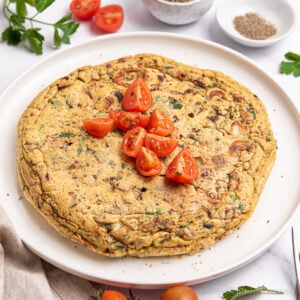 vegan chickpea frittata with tomatoes