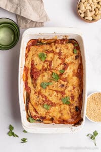 pan with baked casserole