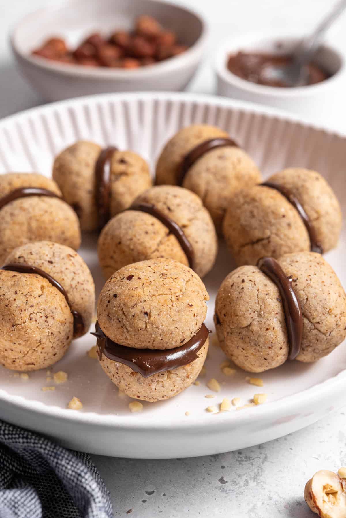 plate with italian baci di dama cookies