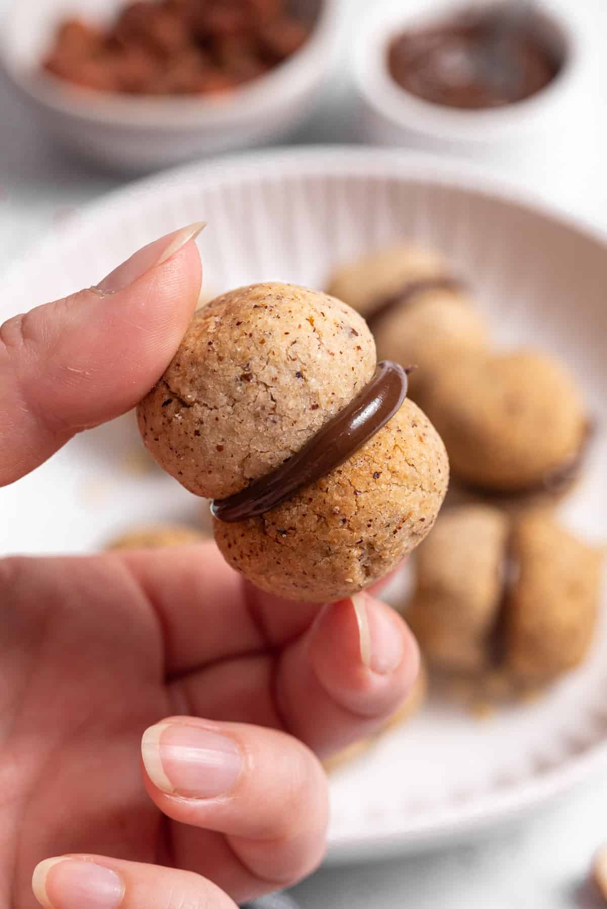 closeup of gluten free hazelnut cookie 