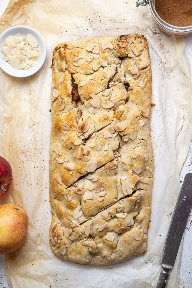 Gluten free vegan apple strudel with homemade gluten free crust 