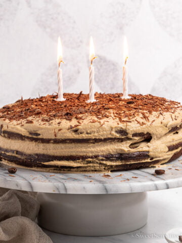 layered cake with candles