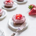 vegan gluten free strawberry mini cheesecakes