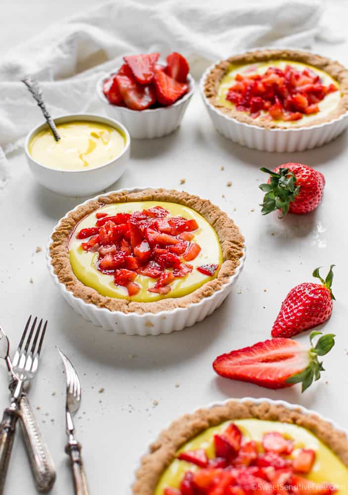 Gluten free Vegan Strawberry Custard Tarts