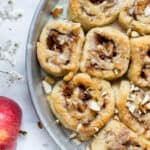 Gluten free vegan cinnamon rolls fille with apples