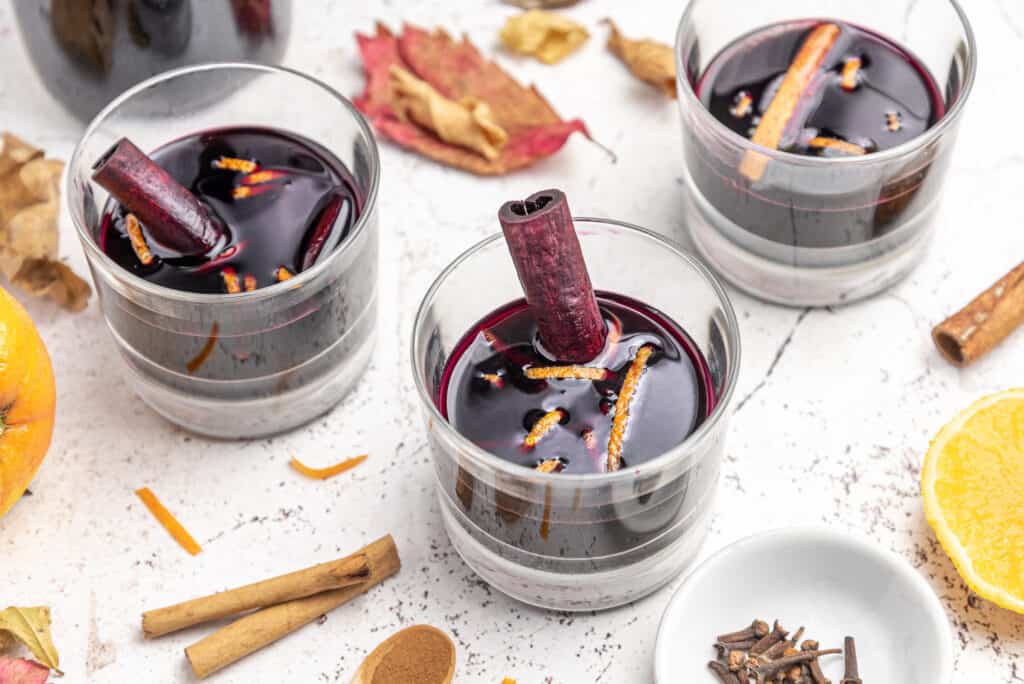 Spiced Liqueur made with red wine cinnamon orange for Christmas