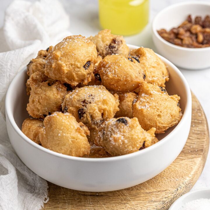 bowl with raisin fritters