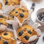 freshly baked gluten free vegan blueberry muffins