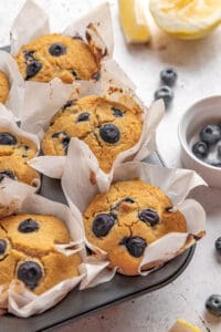 freshly baked gluten free vegan blueberry muffins