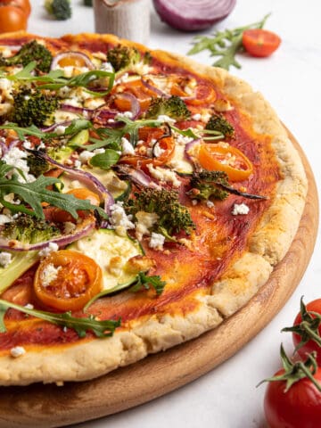 Close up of vegan gluten free pizza