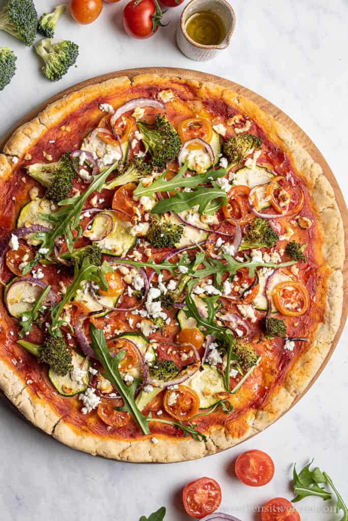 Easy, Quick Gluten free Yeast free Pizza Crust (Vegan)