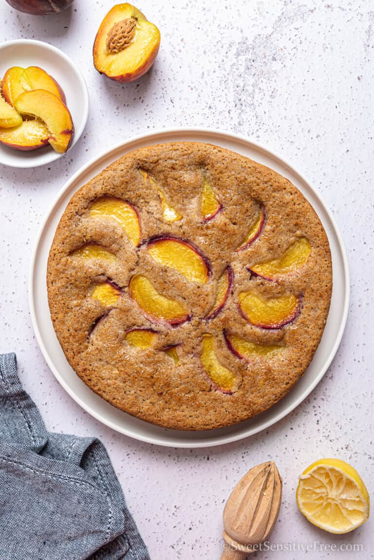 Soft Gluten free Peach Cake {Vegan}