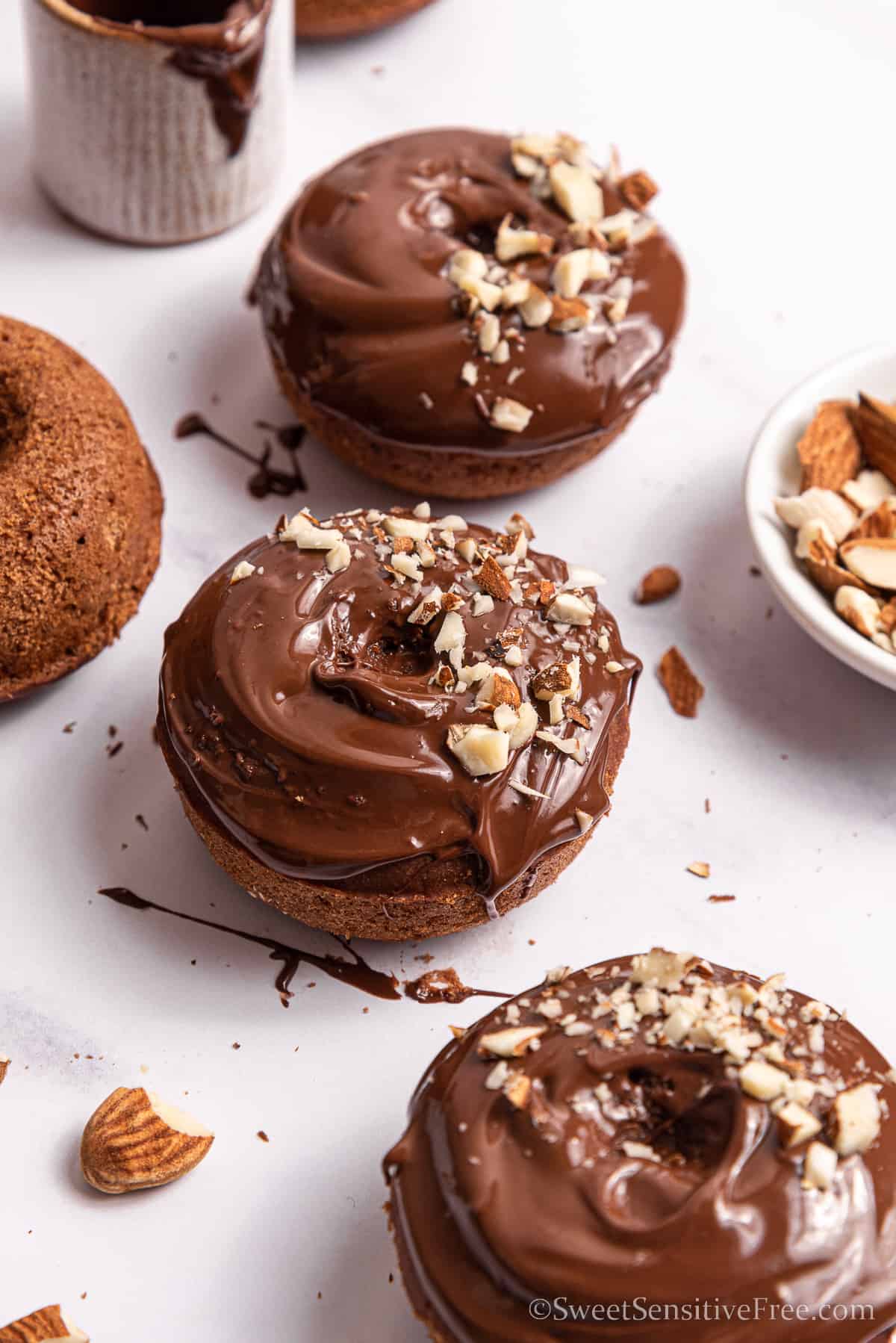 close up of baked doughnuts