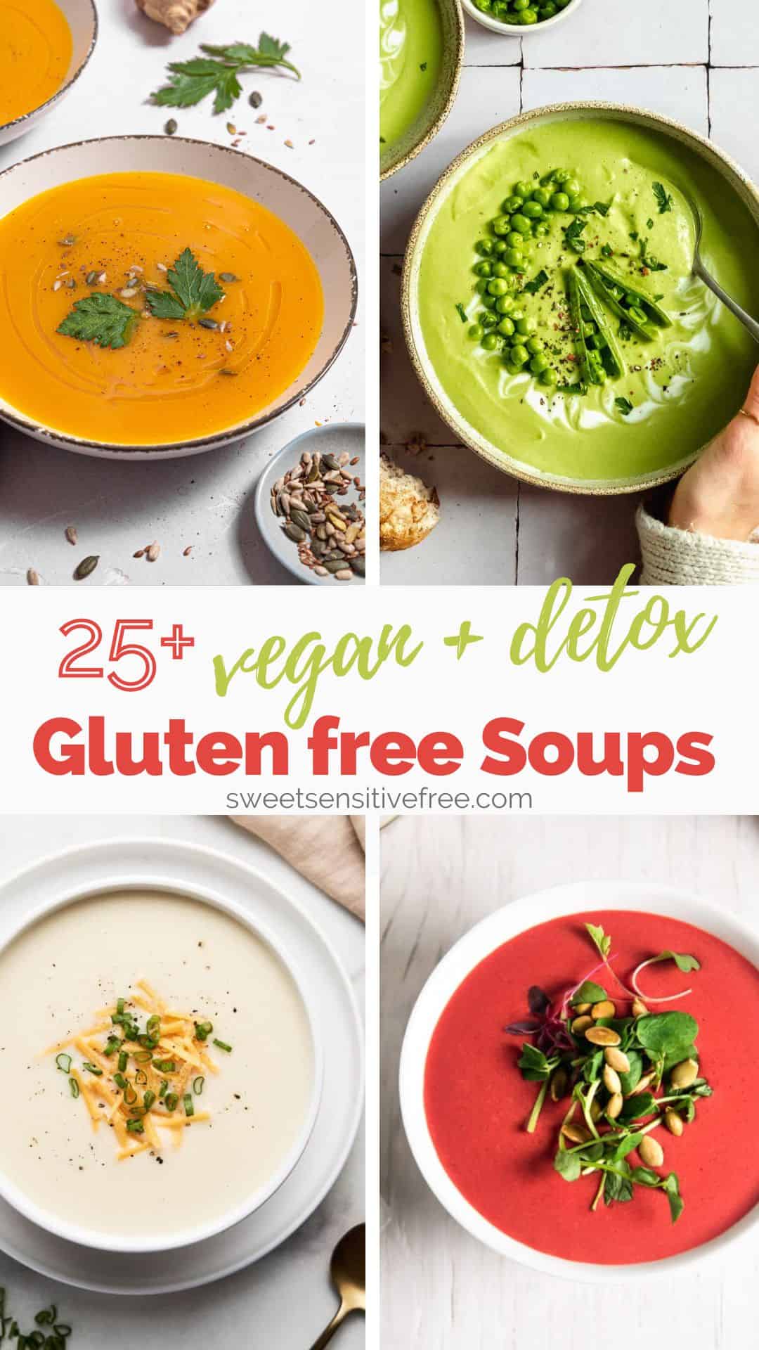 collage of plates with vegan soups