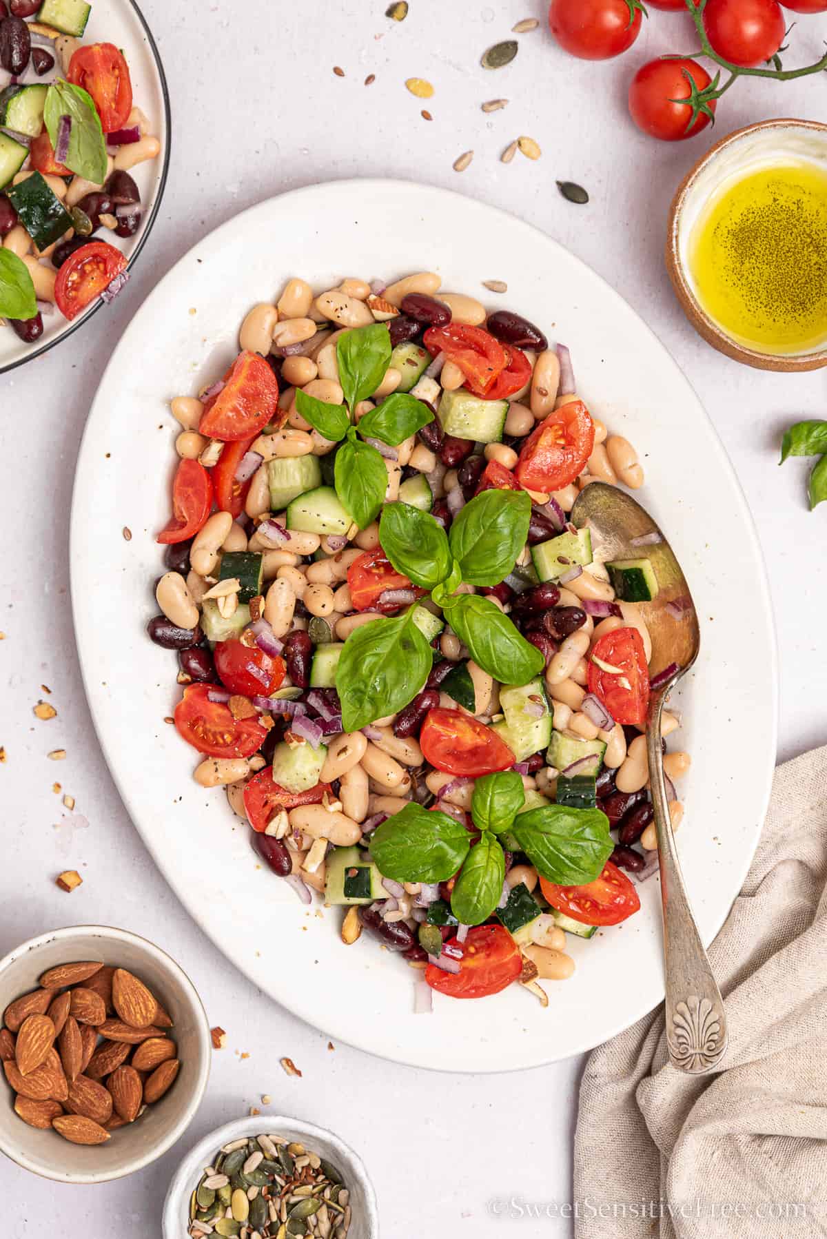 bean salad tomatoes almonds seeds