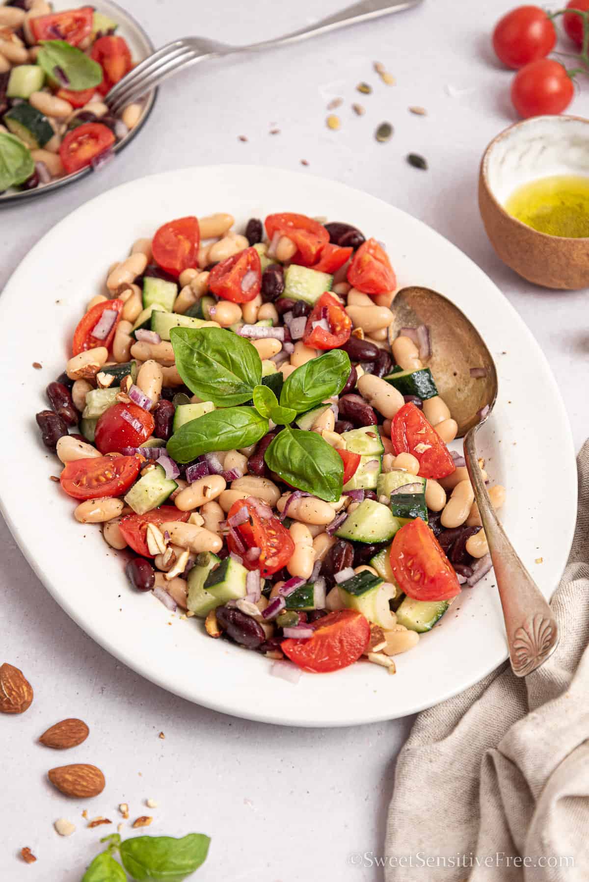 oval platter with beans