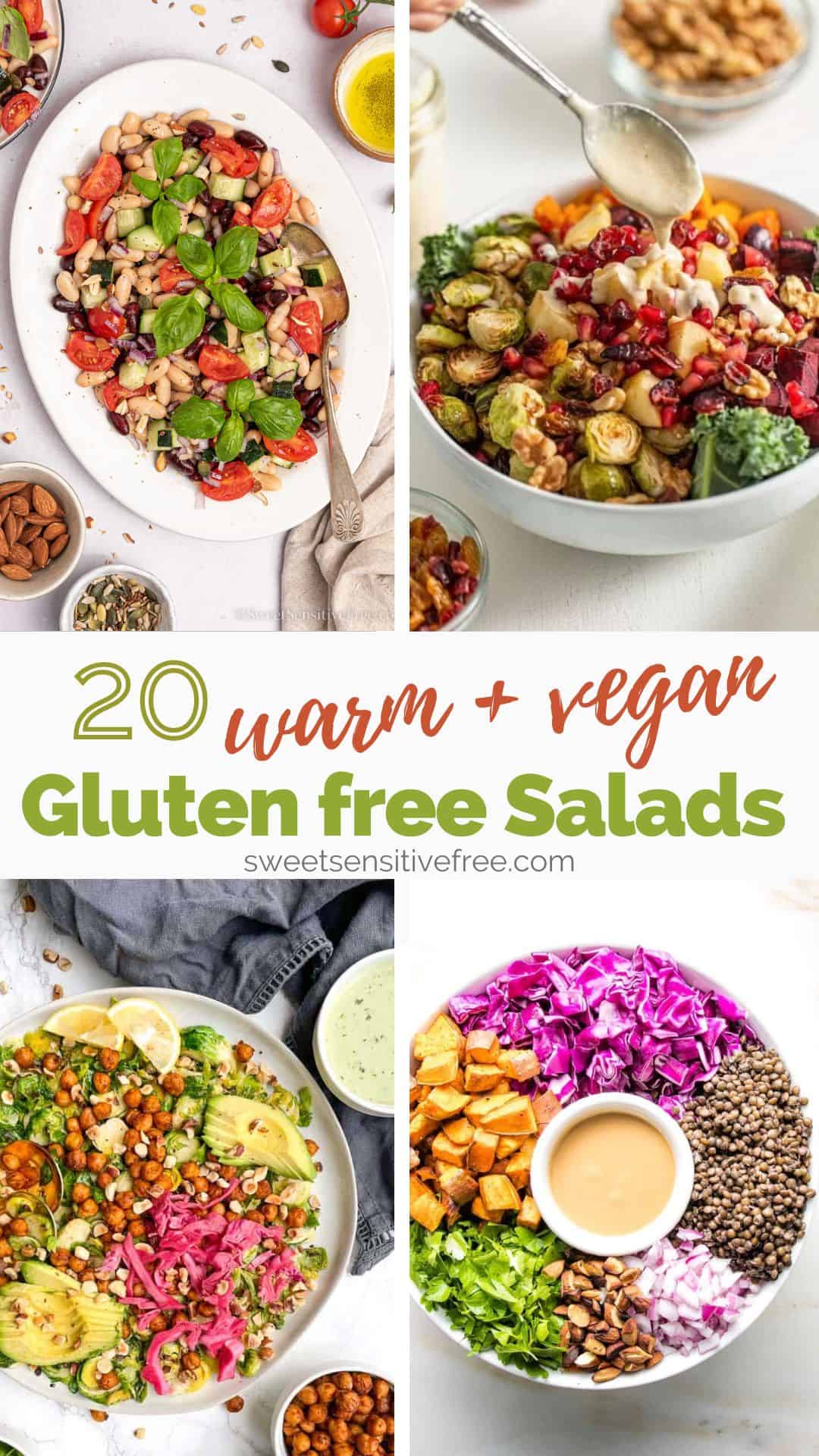 collage of gluten free salads