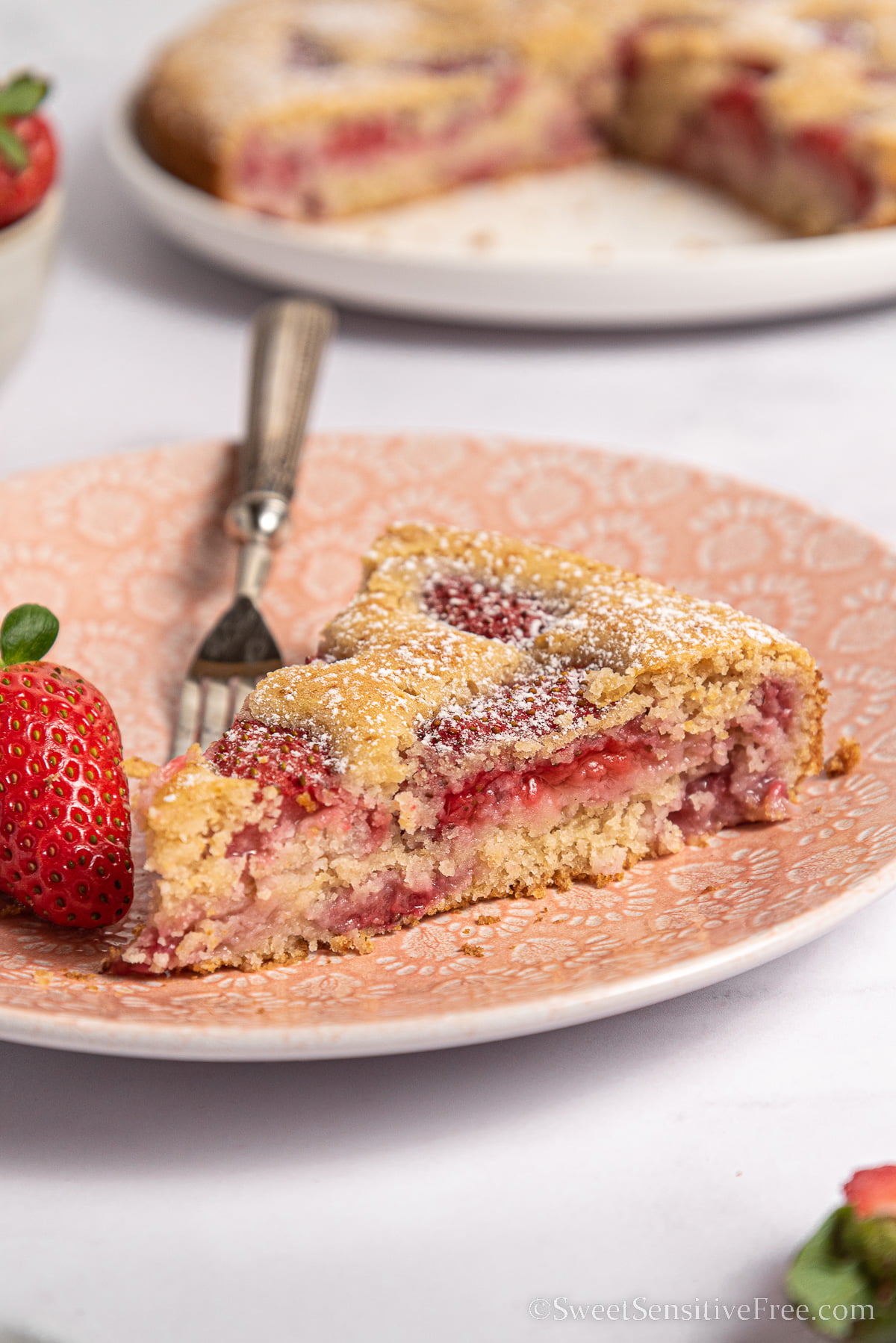 slice of strawberry gluten free cake