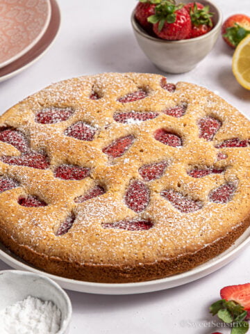 whole gluten free cake with strawberries