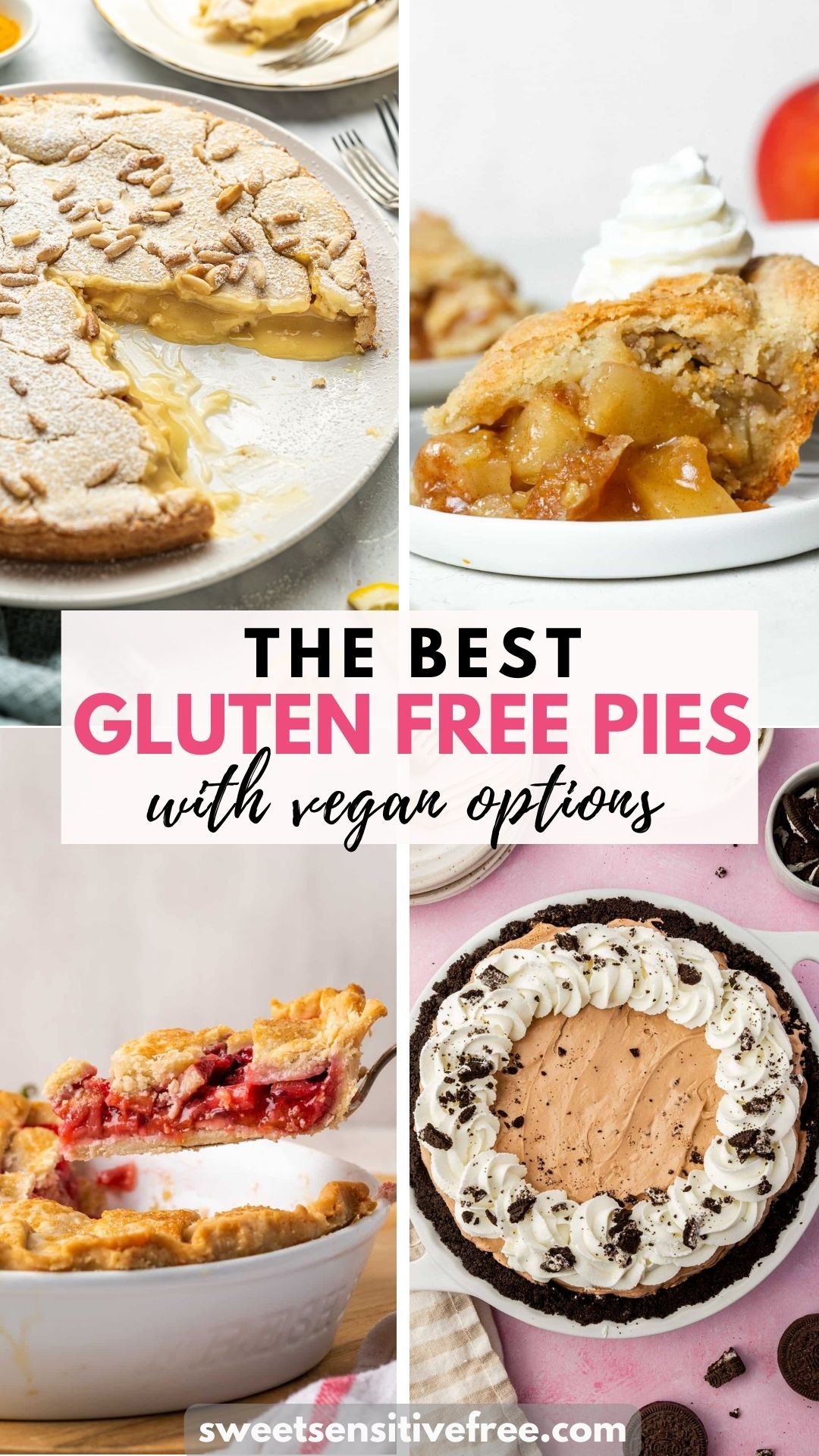 collage of 4 images of gluten free pies